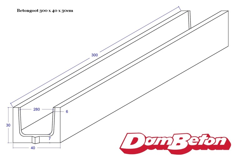 U-goot met betonroosters - dam beton
